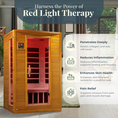 Andora 2-Person Low EMF FAR Infrared Sauna, Canadian Hemlock