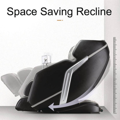 4D Deluxe Gray and Black Zero Gravity and Space Saving Faux Leather Heated Massage Chair with Sl-Track and Bluetooth