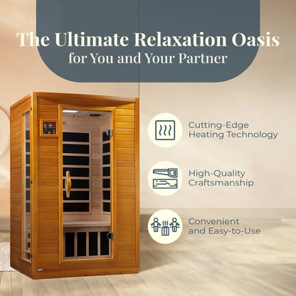 Andora 2-Person Low EMF FAR Infrared Sauna, Canadian Hemlock